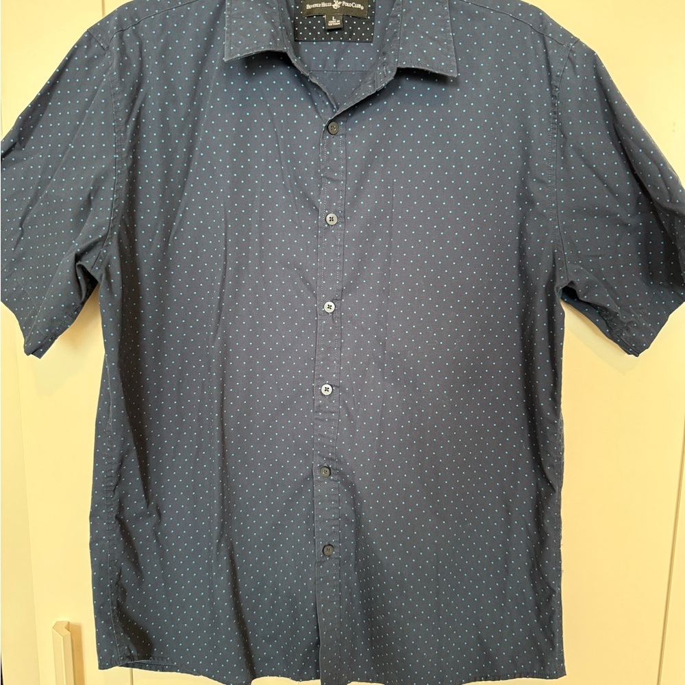 Beverly Hills Polo Club Navy Polka Dot Shirt